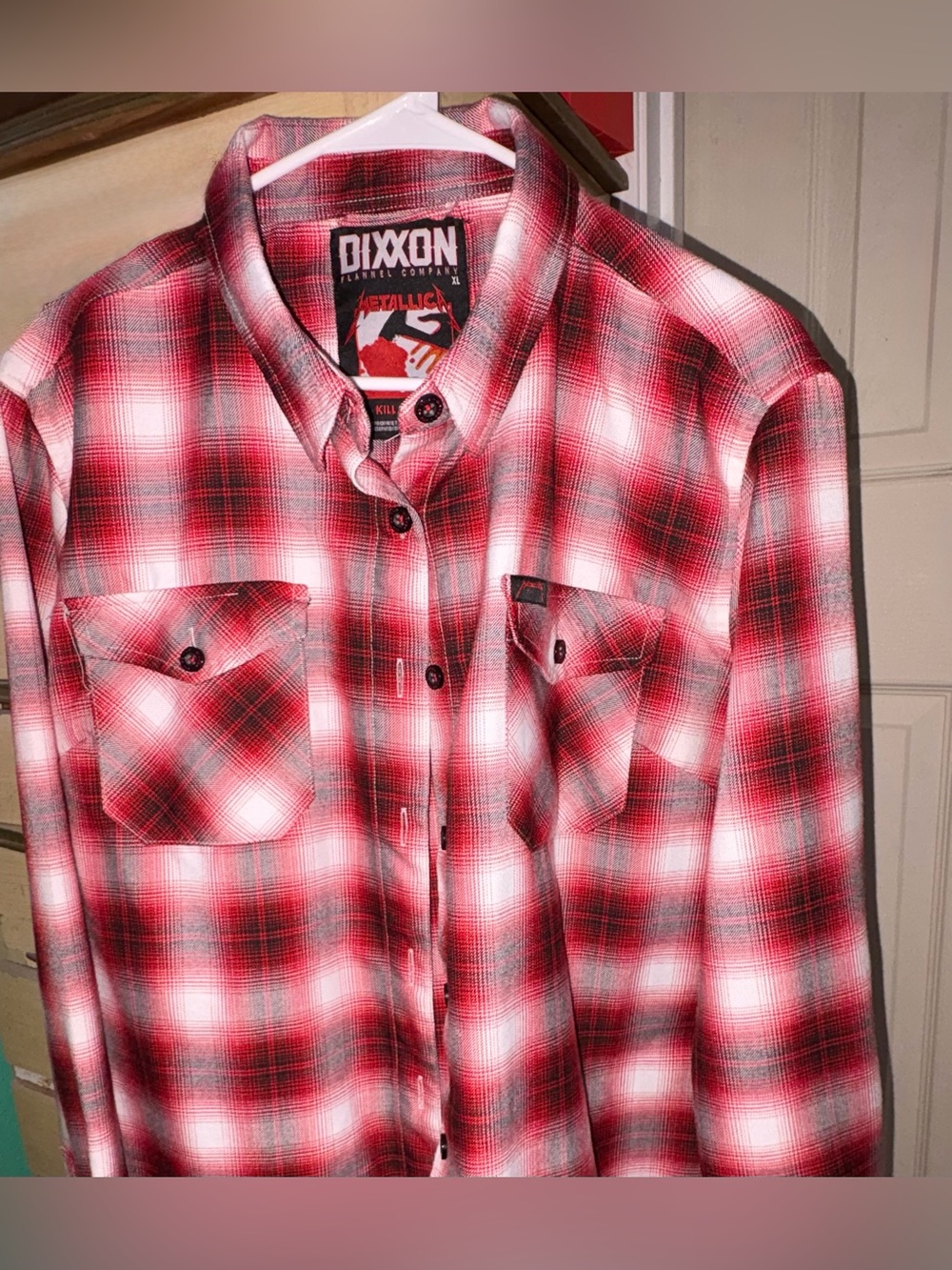 DIXXON Red White and Black Plaid Button-Down Shirt